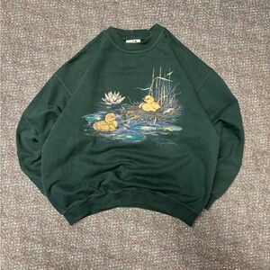Green Duck Print Men's Sweater
